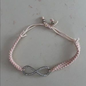 Light pink silver infinity adjustable bracelet